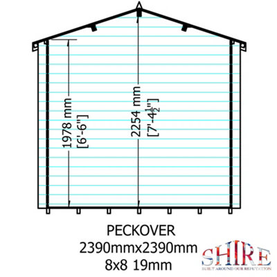 Shire Peckover 8x8 Log Cabin 19mm Logs - 6