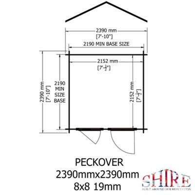 Shire Peckover 8x8 Log Cabin 19mm Logs - 7