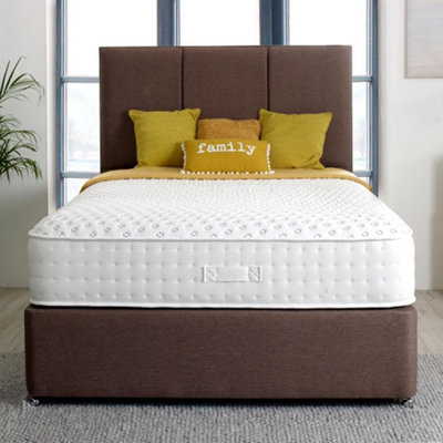 Shire Stretton 2000 Pocket Sprung Cool Memory Gel Divan Bed Set 5FT King 4 Drawers- Wool Chestnut