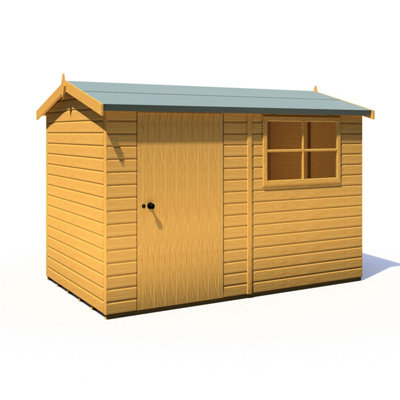 Shire Suffolk 10x6 Workshop Style D Apex Shed Single Door 19mm Loglap - 3