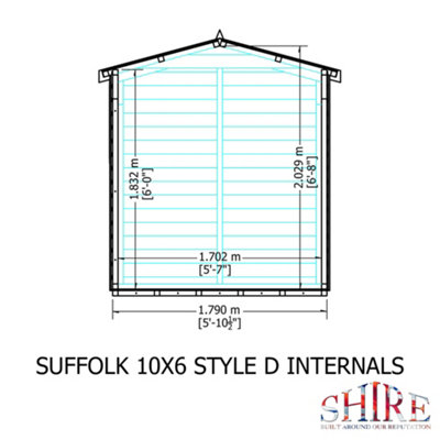Shire Suffolk 10x6 Workshop Style D Apex Shed Single Door 19mm Loglap - 4