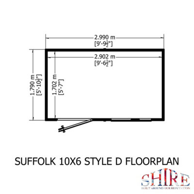 Shire Suffolk 10x6 Workshop Style D Apex Shed Single Door 19mm Loglap - 5