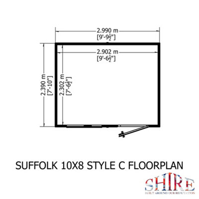 Shire Suffolk 10x8 Workshop Style C Apex Shed Single Door 19mm Loglap - 3