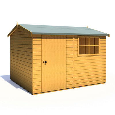 Shire Suffolk 10x8 Workshop Style D Apex Shed Single Door 19mm Loglap