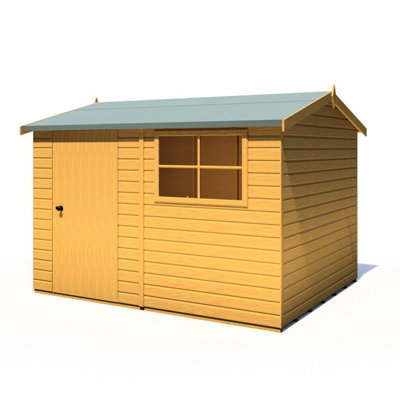Shire Suffolk 10x8 Workshop Style D Apex Shed Single Door 19mm Loglap - 3