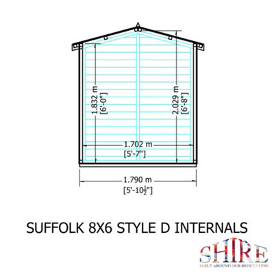 Shire Suffolk 8x6 Workshop Style D Apex Shed Single Door 12mm Shiplap