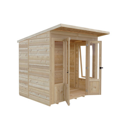 Shire Summerhouse, Parham Shiplap Pent 7x5, 3 Windows and a Double Door