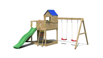 Shire Treehouse Climbing Frame with Double Swing and Slide