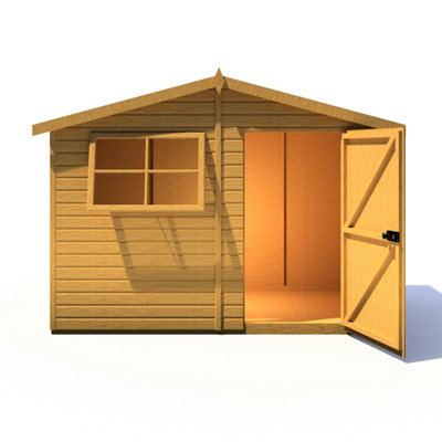 Shire Wroxham 10x6 Workshop Style C Apex Shed Single Door 19mm Loglap