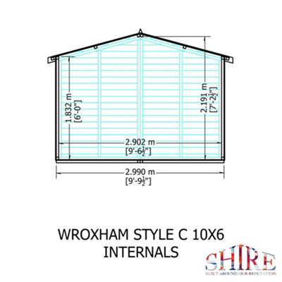 Shire Wroxham 10x6 Workshop Style D Apex Shed Single Door 19mm Loglap - 3