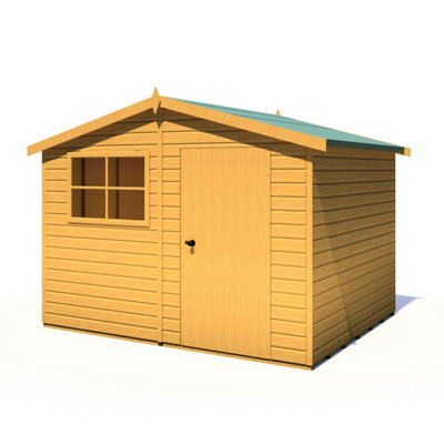 Shire Wroxham 10x8 Workshop Style C Apex Shed Single Door 19mm Loglap