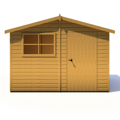 Shire Wroxham 10x8 Workshop Style C Apex Shed Single Door 19mm Loglap
