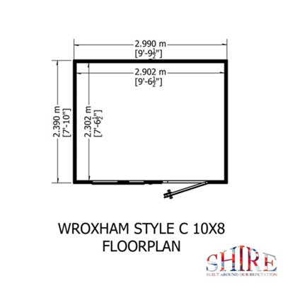 Shire Wroxham 10x8 Workshop Style C Apex Shed Single Door 19mm Loglap - 3