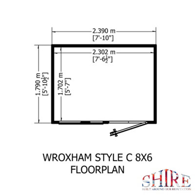Shire Wroxham 8x6 Workshop Style C Apex Shed Single Door 19mm Loglap
