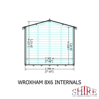 Shire Wroxham 8x6 Workshop Style C Apex Shed Single Door 19mm Loglap - 3