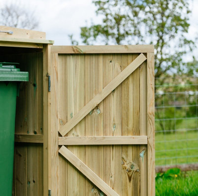 Shireburn Triple Wheelie Bin Store - Timber - L80.4 x W214.2 x H120 cm - Fits 2 x 240L & 1 x 140L Wheelie Bins - 6