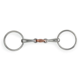 Shires Copper Lozenge Horse Loose Ring Snaffle Bit Silver (4.5in)