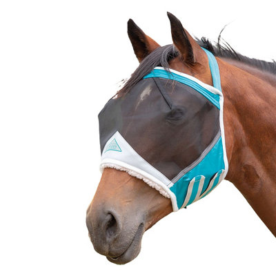 Shires Fine Mesh Earless Horse Fly Mask Teal (Full)