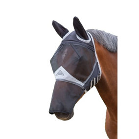 Shires Fine Mesh Horse Fly Mask With Ears & Nose Black (Cob)