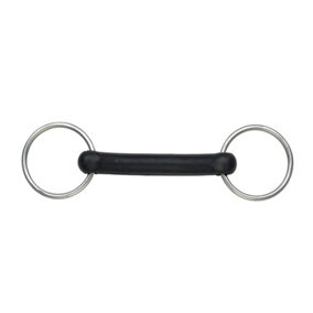 Shires Flexible Rubber Horse Loose Ring Snaffle Bit Black/Silver (4.5in)