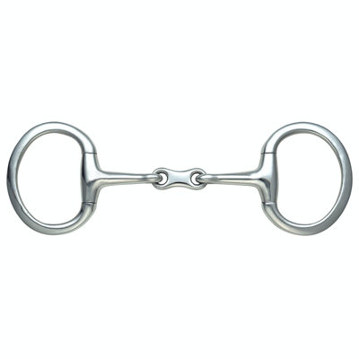 Vetor de French link eggbutt snaffle bit in white and yellow gold metal with a lozenge isolated