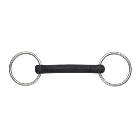 Shires Hard Rubber Horse Snaffle Bit Black/Silver (4.5in)
