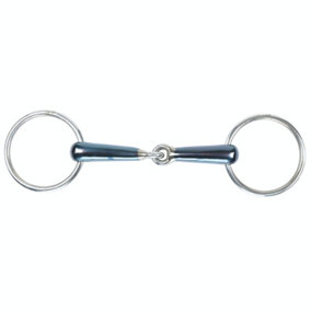 Shires Sweet Iron Hollow Mouth Horse Loose Ring Snaffle Bit Blue (5.5in)