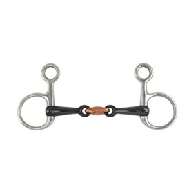 Shires Sweet Iron Horse Hanging Cheek Snaffle Bit Silver/Black (5in)