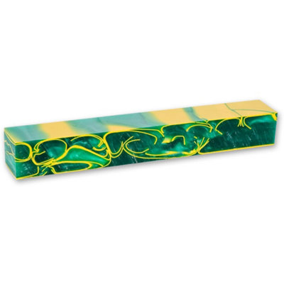 Shockwave Acrylic Pen Blank - Green with Yellow