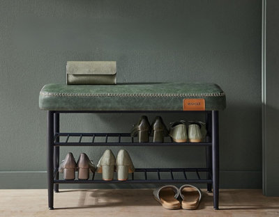 Shoe Bench, Storage Bench, Shoe Rack Bench Entryway, Synthetic Leather ...