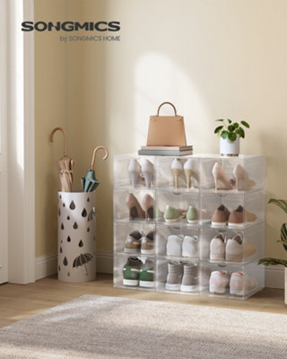 Shoe Boxes, Plastic Shoe Storage Organisers with Clear Doors, Set of 12 ...