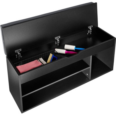 Shoe cabinet Natalya with 4 storage spaces and seat - black
