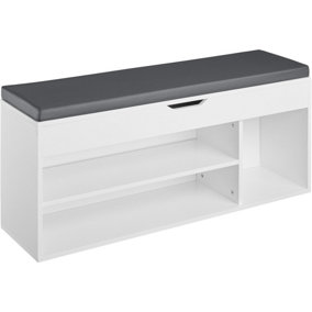 Shoe cabinet Natalya with 4 storage spaces and seat - white