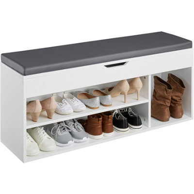 Shoe cabinet Natalya with 4 storage spaces and seat - white