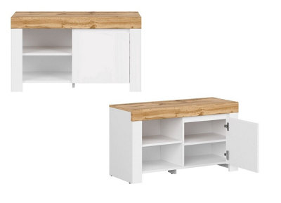 Shoe Cabinet Storage Soft Close Hallway Hall Unit White Gloss Oak ...