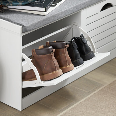 Shoe Cabinet with 2 Doors and Flip-Down Racks Storage 8 Pairs Load ...