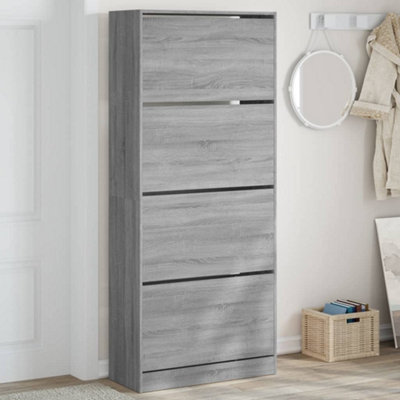 Shoe Cabinet with 4 Flip-Drawers Grey Sonoma 80x34x187.5 cm