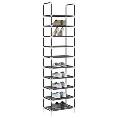 Shoe Rack 10-Tier Black 44x28x180 cm Non-woven Fabric