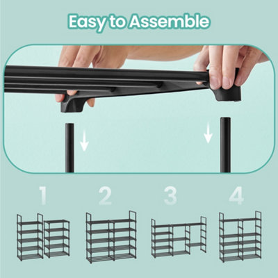 Shoe Rack, 10-Tier Metal Shoe Storage Organiser, Customisable Design ...