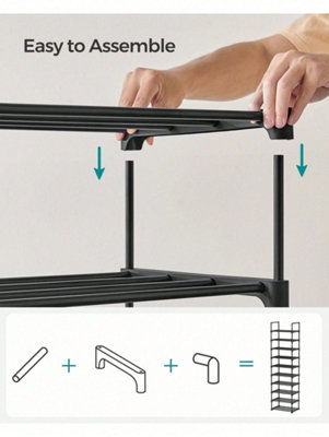 Shoe Rack, 10-Tier Metal Shoe Storage Organiser, Customisable Design ...