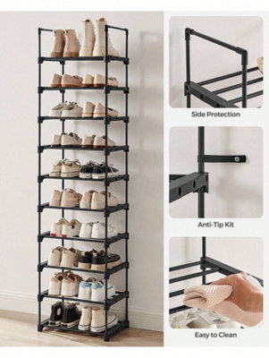 Shoe Rack, 10-Tier Metal Shoe Storage Organiser, Customisable Design ...