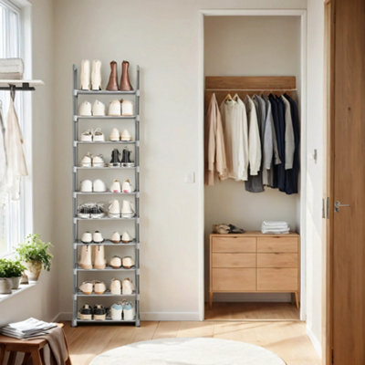 Shoe Rack, 10-Tier Metal Shoe Storage Organiser, Customisable Design ...
