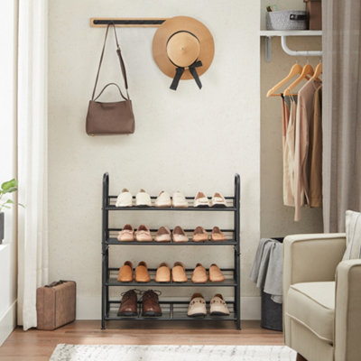 Shoe Rack, 2-Tier Stackable Shoe Storage Shelf, Metal Shoe Organiser ...