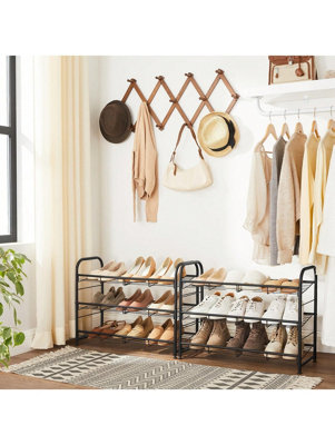 Shoe Rack, 3-Tier Stackable Shoe Storage Shelf, Metal Shoe Organiser ...