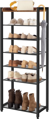 Shoe Rack 8-layer, Narrow Shoe Shelf, Hold 14-16 Pairs of Shoes, Tall Shoe Stand Storage Rack with Removable Metal Mesh Frame,