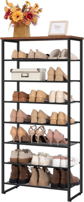 Shoe Rack 8-Tier, Tall Shoe Shelf, Shoe Organizer Rack for 21-28 Pairs of Shoes, Detachable Metal Mesh, Narrow Shoe Stand for Hall