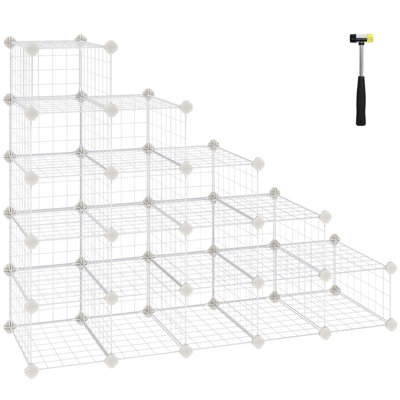 Shoe Rack, Modular DIY Storage Unit Metal Wire Grid, Interlocking Shoe ...