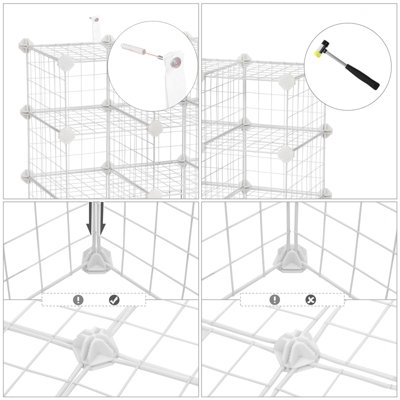 Shoe Rack, Modular DIY Storage Unit Metal Wire Grid, Interlocking Shoe ...