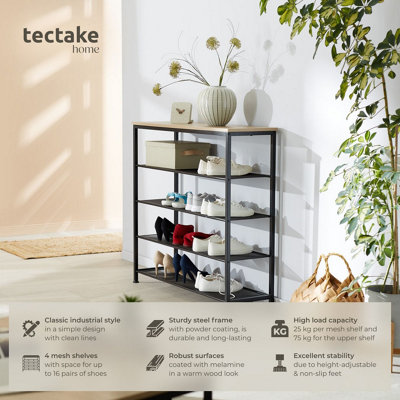 Shoe Rack Sheffield - storage shelf and 4 grid shelves, industrial ...