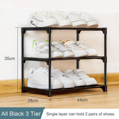 Shoe Rack, Stackable Small Shoe Rack, 3 Tier, Footwear Storage